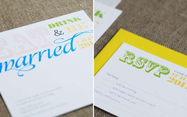 Colourful digital wedding stationery